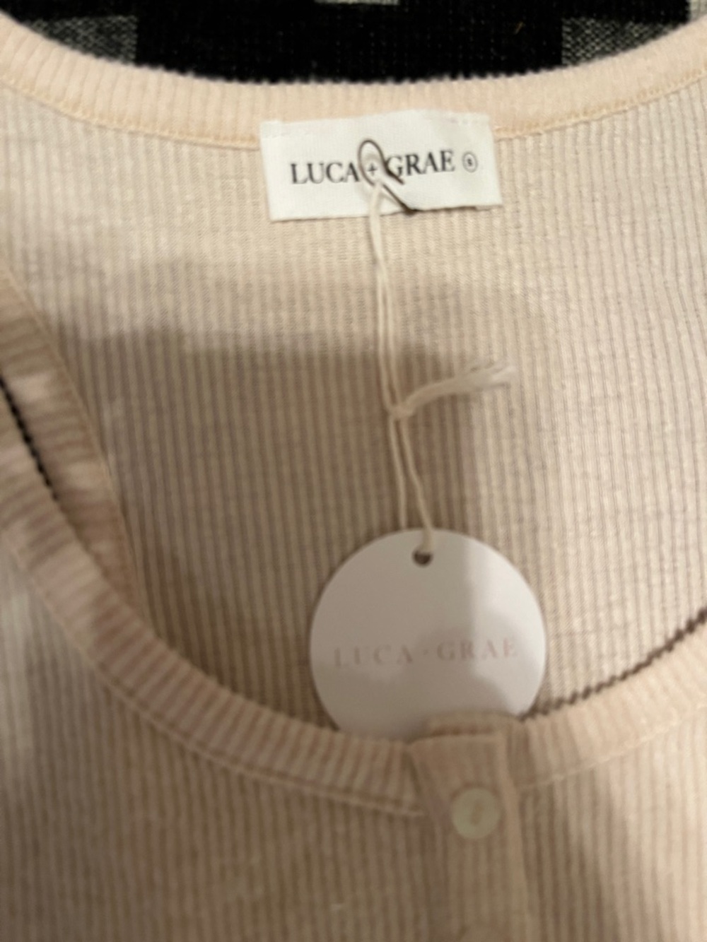 Luca + Grae Cream Ribbed Henley Tank - Picture 2 of 3